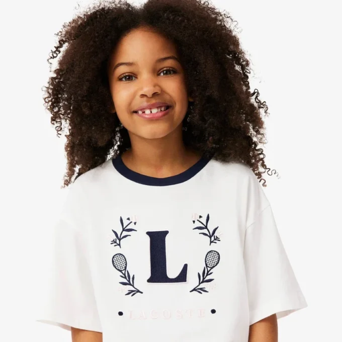 Katoen T-shirt met contrasterend embleem