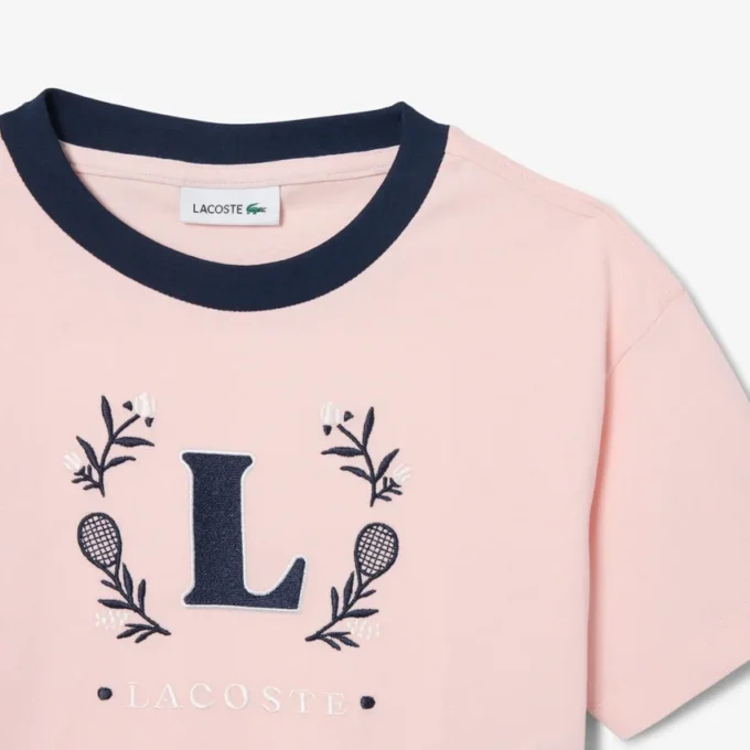 Katoen T-shirt met contrasterend embleem