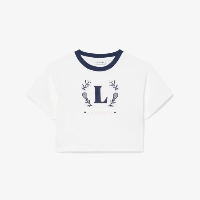 Katoen T-shirt met contrasterend embleem