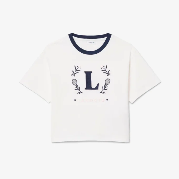 Katoen T-shirt met contrasterend embleem