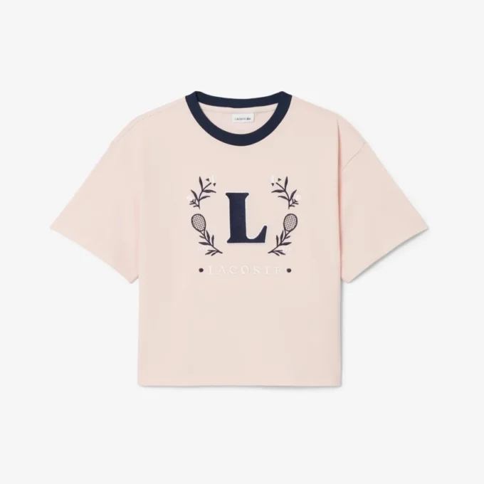Katoen T-shirt met contrasterend embleem