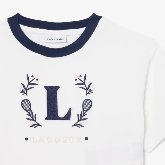 Katoen T-shirt met contrasterend embleem