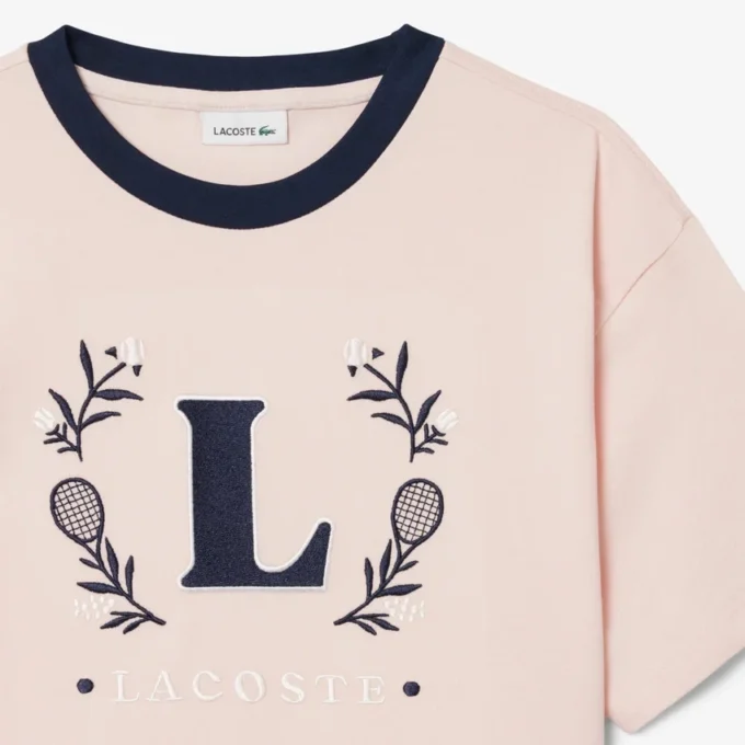 Katoen T-shirt met contrasterend embleem