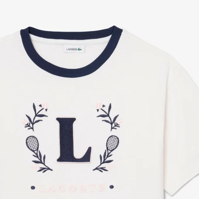 Katoen T-shirt met contrasterend embleem