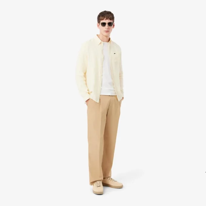 Katoenen chino met rechte pasvorm
