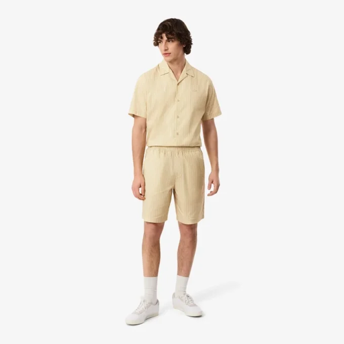 Katoenen korte broek met krokodillenprint en strepen