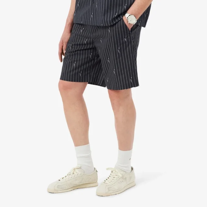 Katoenen korte broek met krokodillenprint en strepen
