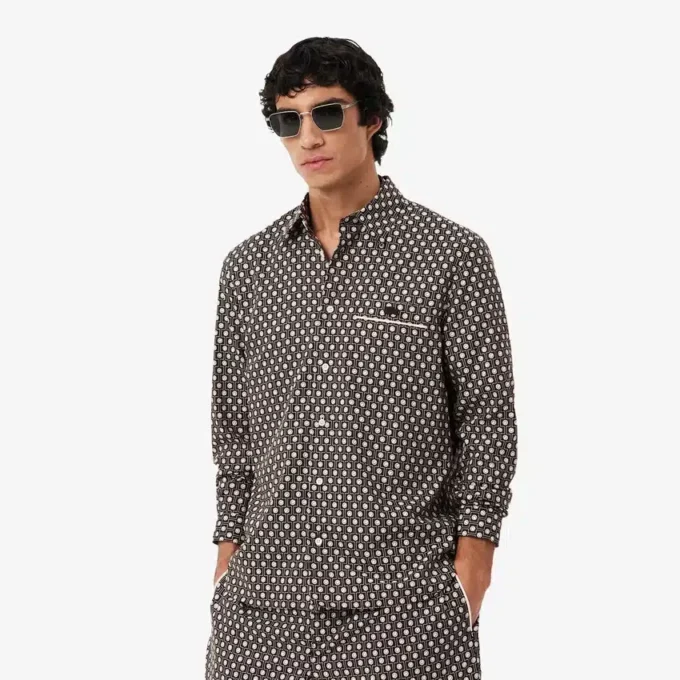Katoenen overhemd met print en regular fit