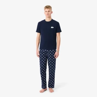 Katoenen pyjamaset met krokodillenprint