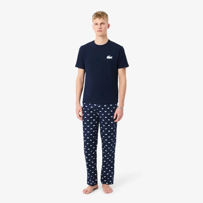 Katoenen pyjamaset met krokodillenprint