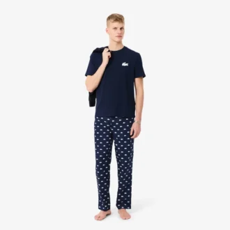 Katoenen pyjamaset met krokodillenprint