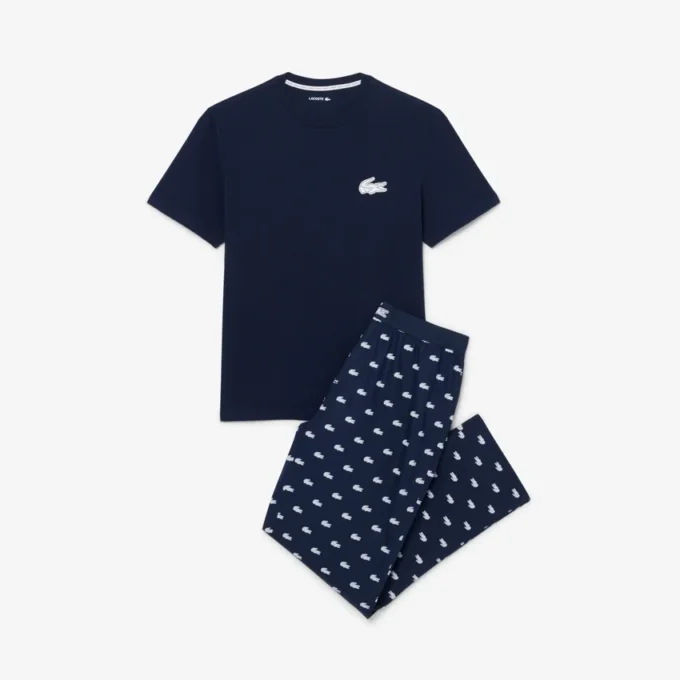 Katoenen pyjamaset met krokodillenprint