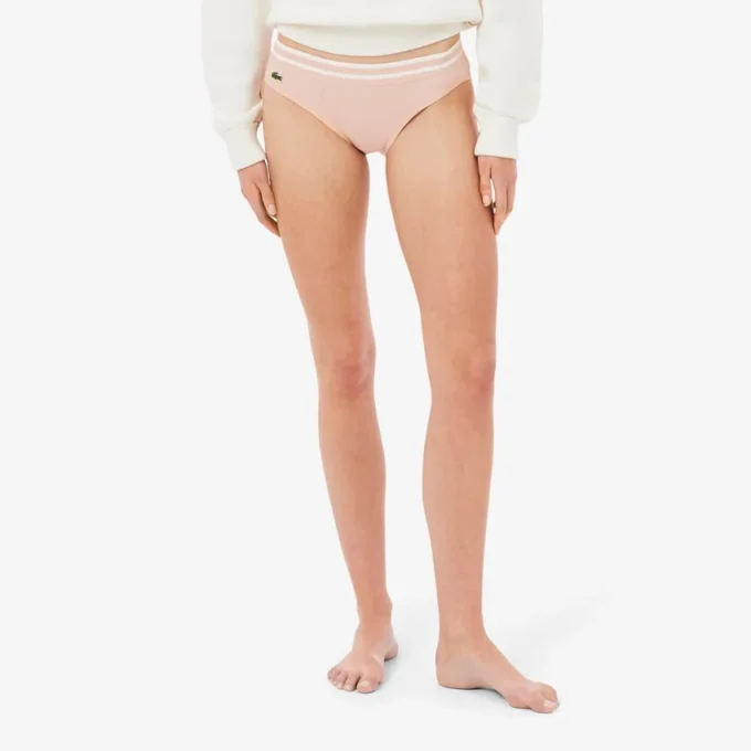 Katoenen slip met gestreepte tailleband