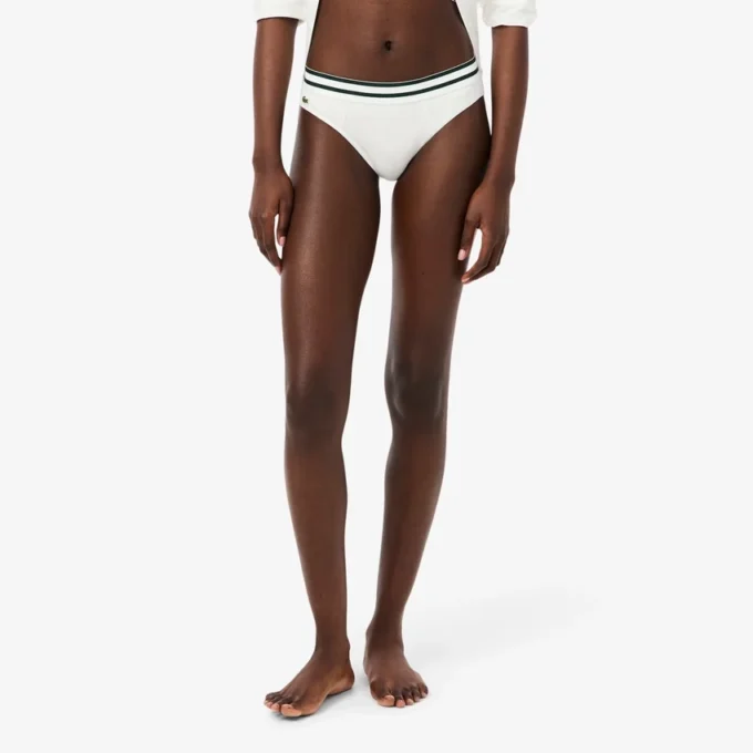 Katoenen slip met gestreepte tailleband