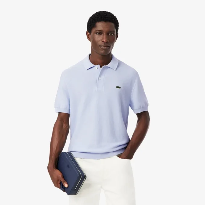Klassiek getailleerd gebreid poloshirt