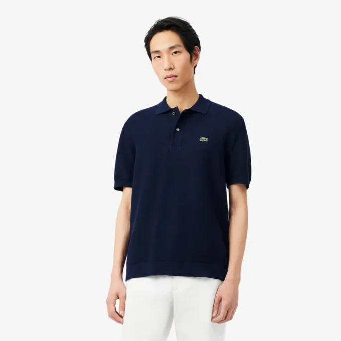 Klassiek getailleerd gebreid poloshirt