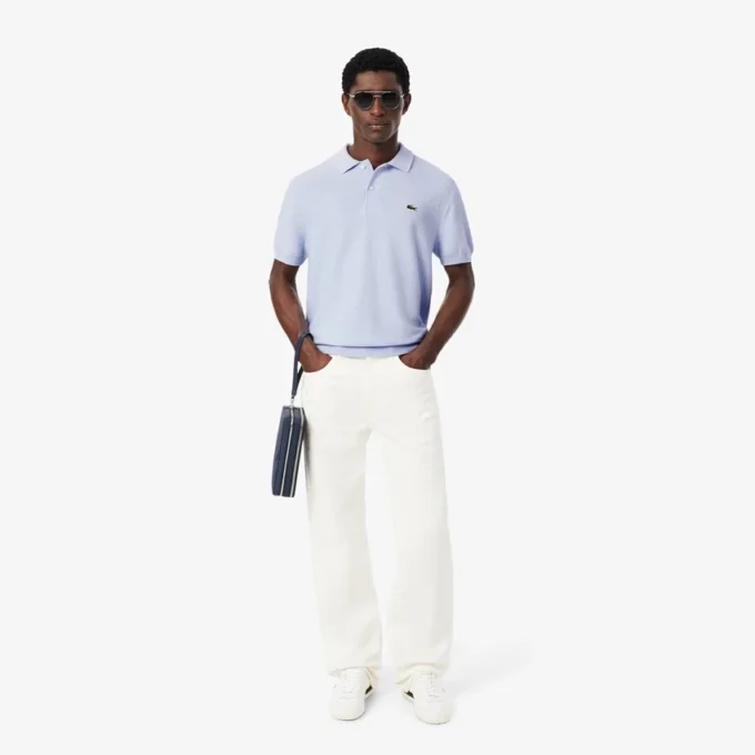 Klassiek getailleerd gebreid poloshirt