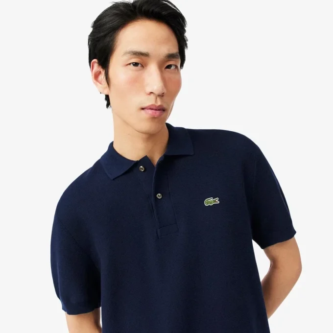 Klassiek getailleerd gebreid poloshirt