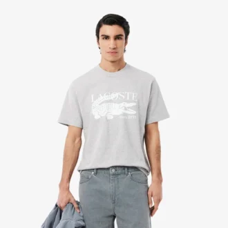 Klassiek zittend katoen T-shirt met print voor heren