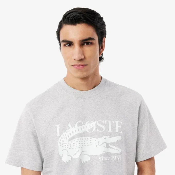 Klassiek zittend katoen T-shirt met print voor heren