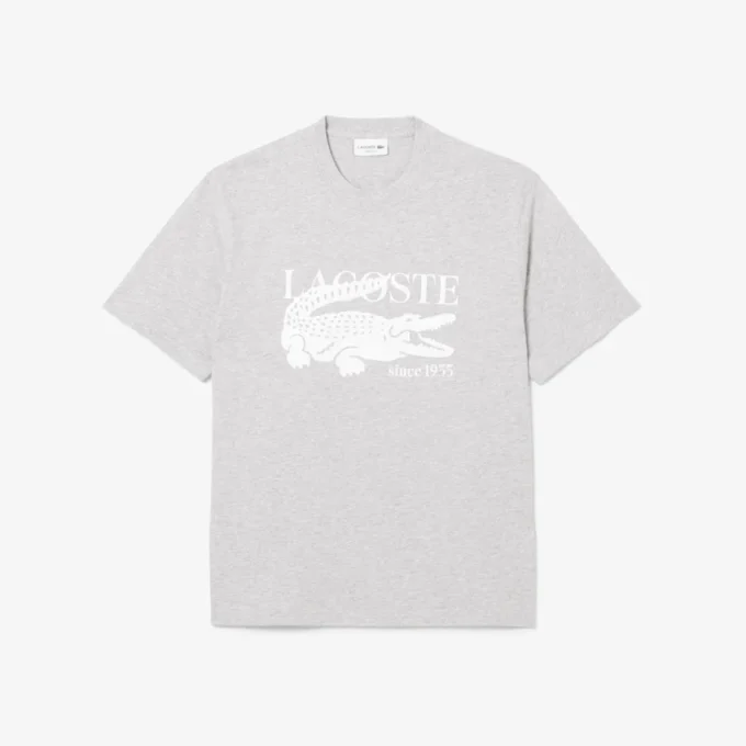 Klassiek zittend katoen T-shirt met print voor heren