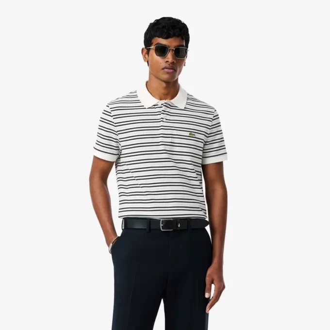 Klassieke pasvorm gestreepte Petit Piqua-polo