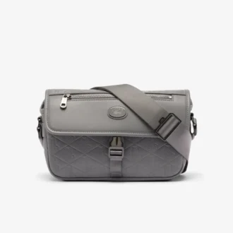 Kleine leren tas met klep en monogram