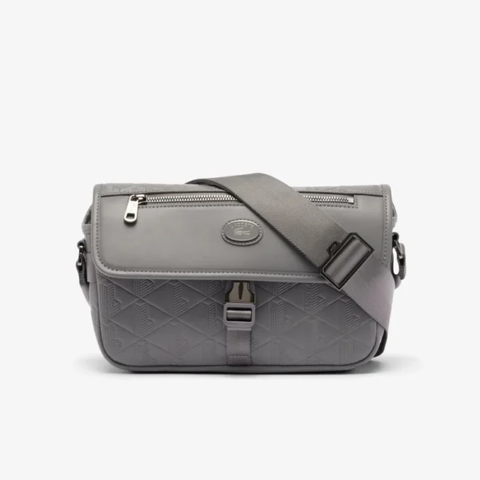 Kleine leren tas met klep en monogram