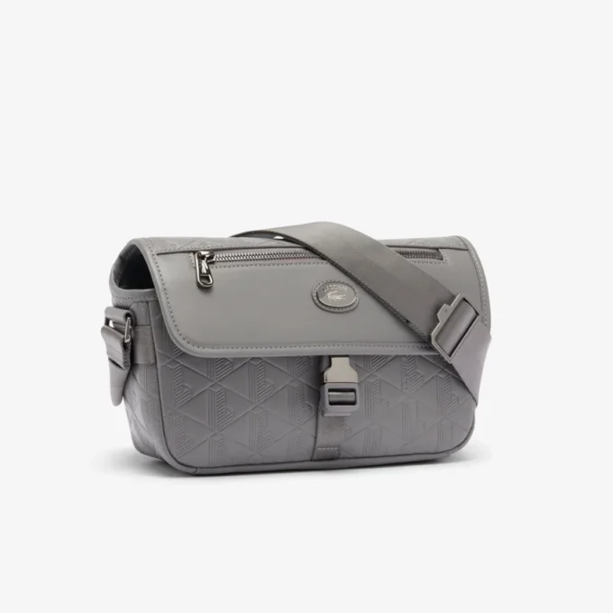 Kleine leren tas met klep en monogram
