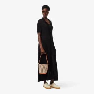 Kleine zomerse raffia bucket bag
