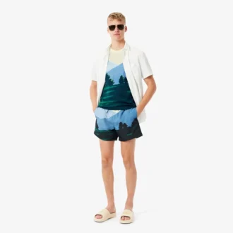 Korte boxershort met landschapsprint voor heren