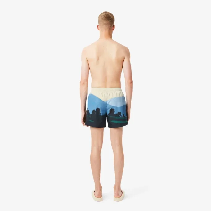 Korte boxershort met landschapsprint voor heren