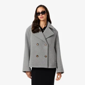 Korte oversized peacoat van wolmix voor dames