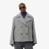 Korte oversized peacoat van wolmix voor dames