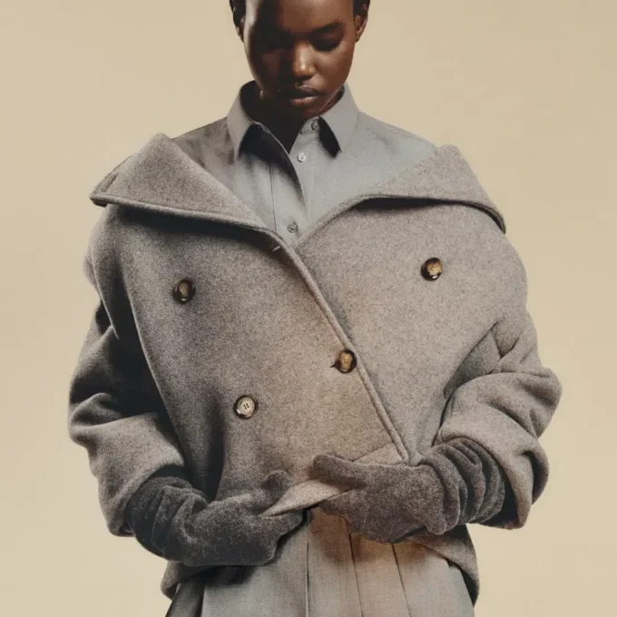 Korte oversized peacoat van wolmix voor dames