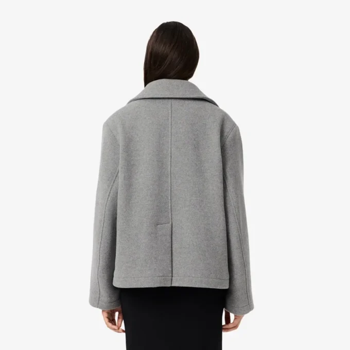 Korte oversized peacoat van wolmix voor dames