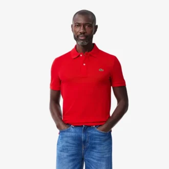 L.12.12 Piqué-polo voor heren met slanke pasvorm
