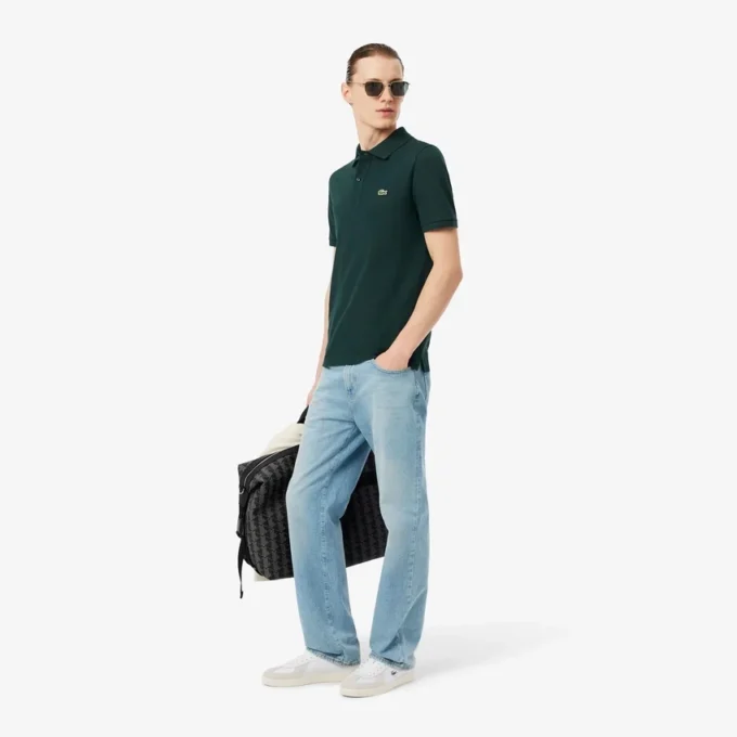 L.12.12 Piqué-polo voor heren met slanke pasvorm