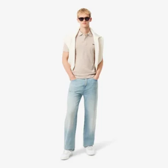 L.12.12 Piqué-polo voor heren met slanke pasvorm