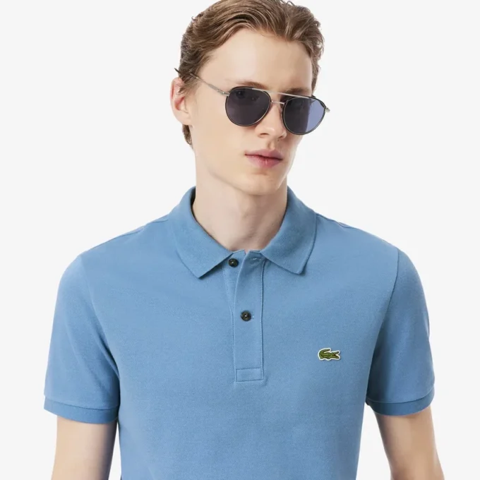 L.12.12 Piqué-polo voor heren met slanke pasvorm