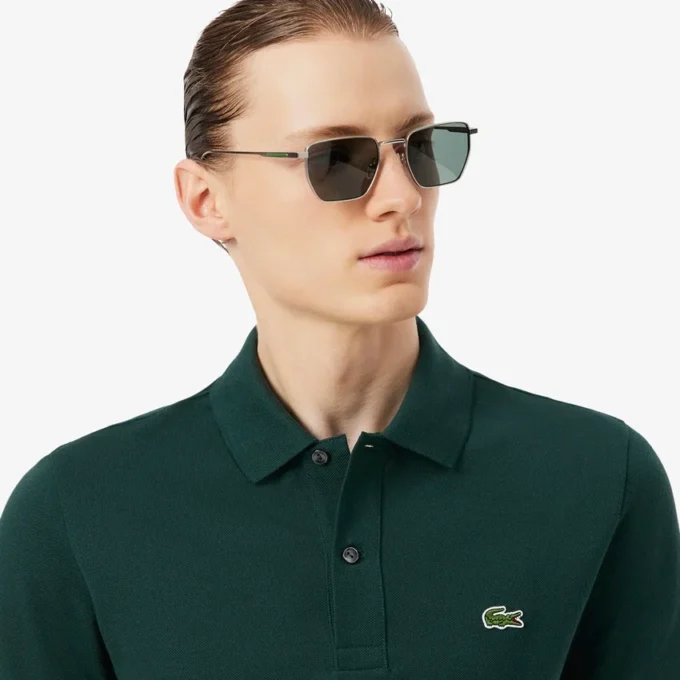 L.12.12 Piqué-polo voor heren met slanke pasvorm