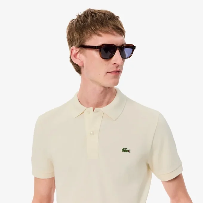 L.12.12 Piqué-polo voor heren met slanke pasvorm