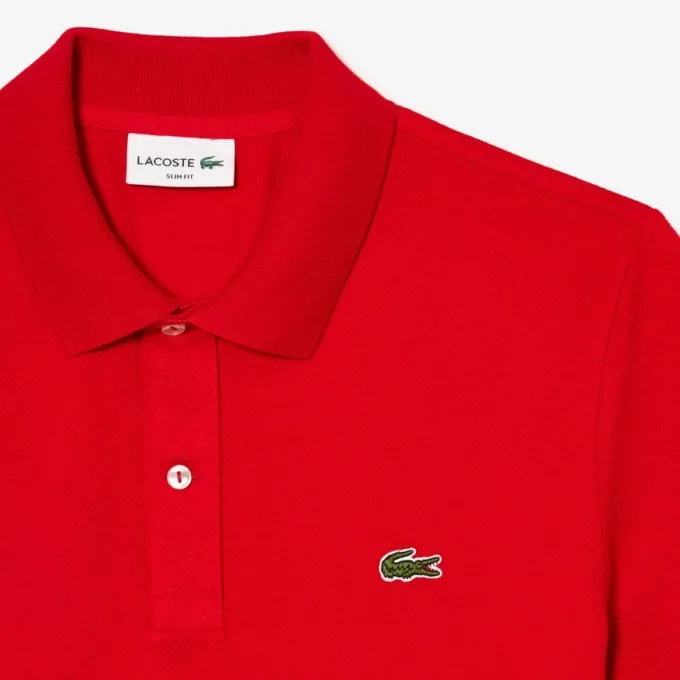 L.12.12 Piqué-polo voor heren met slanke pasvorm