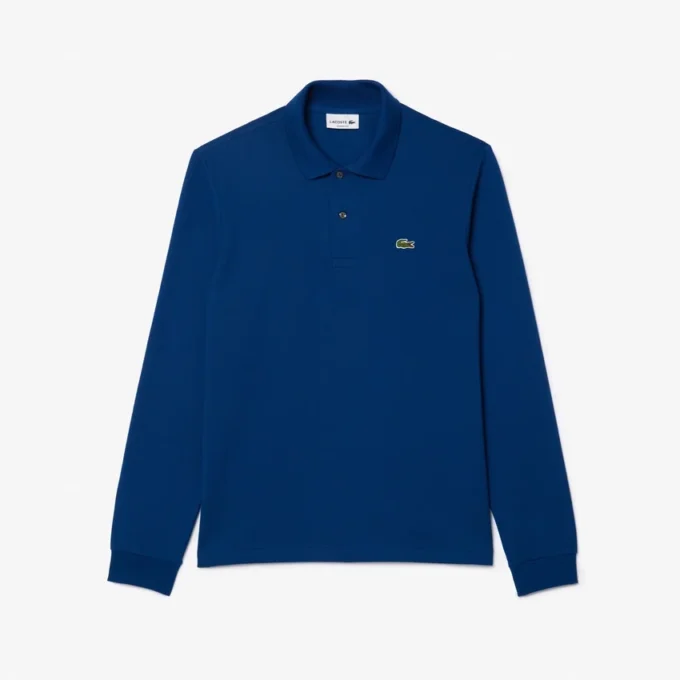 L.12.12-Polo met lange mouwen en klassieke pasvorm voor heren
