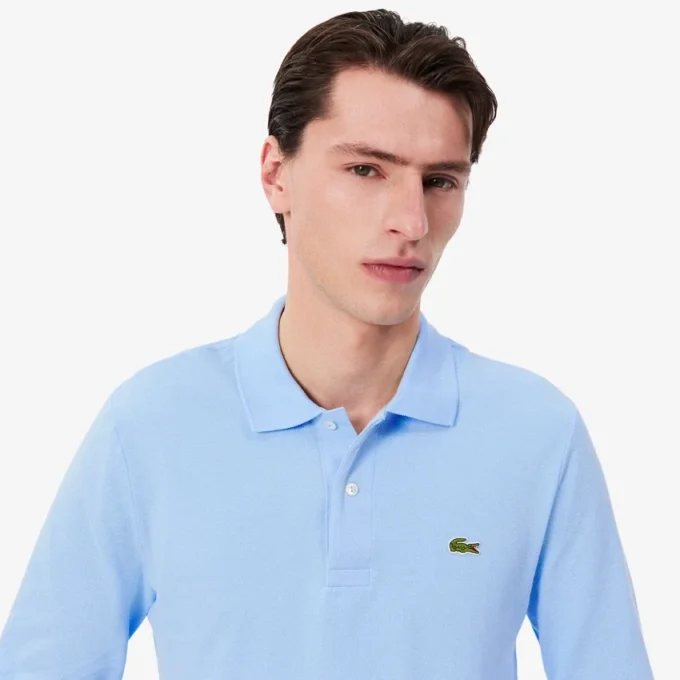 L.12.12-Polo met lange mouwen en klassieke pasvorm voor heren
