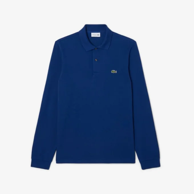 L.12.12-Polo met lange mouwen en klassieke pasvorm voor heren