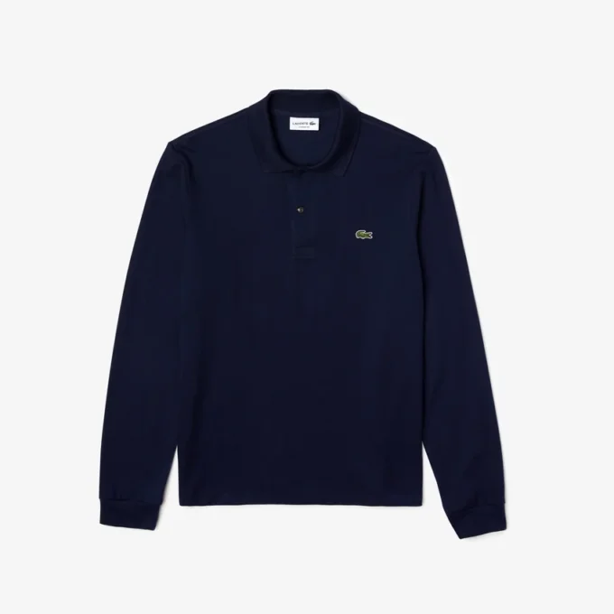 L.12.12-Polo met lange mouwen en klassieke pasvorm voor heren