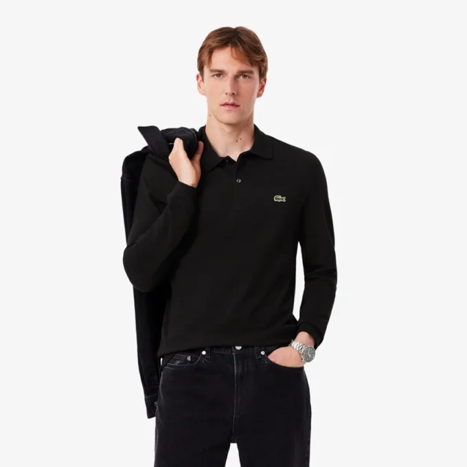L.12.12 slim fit herenpolo met lange mouwen