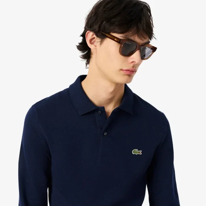 L.12.12 slim fit herenpolo met lange mouwen
