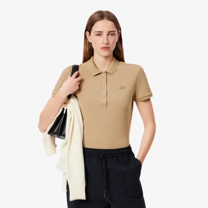 L.12.D Slim Fit stretch mini-polo voor dames